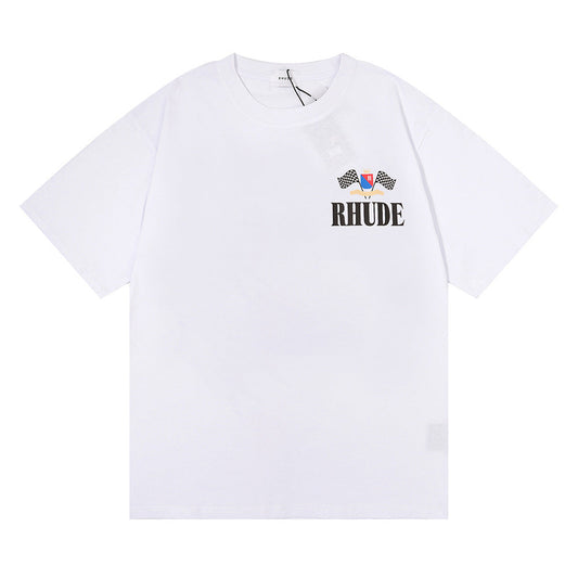 Rhude T-shirt Alphabet Flag Print Short Sleeve T-shirt