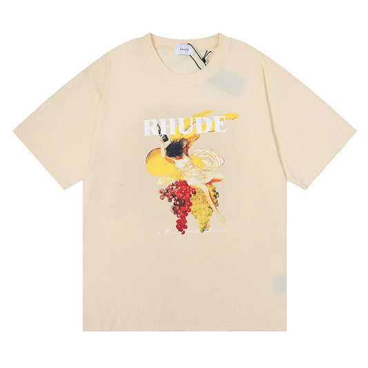 Rhude T-shirt Micro Label Alphabet Art Abstract Short Sleeve T-shirt
