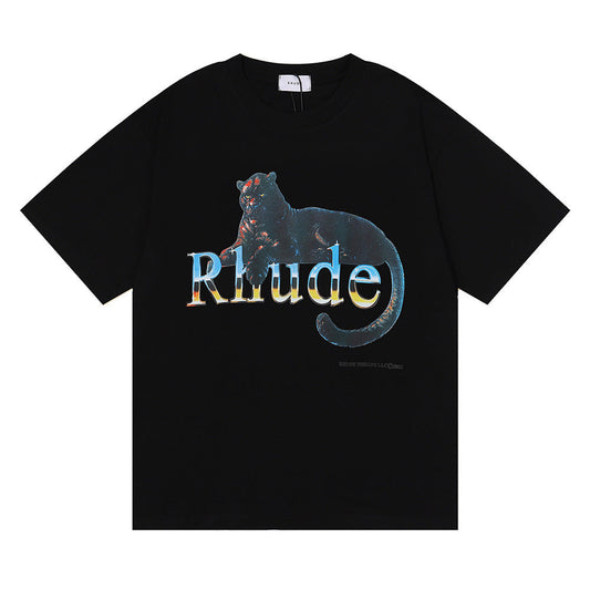 Rhude T-shirt Black Panther Letter Print Short Sleeve T-shirt