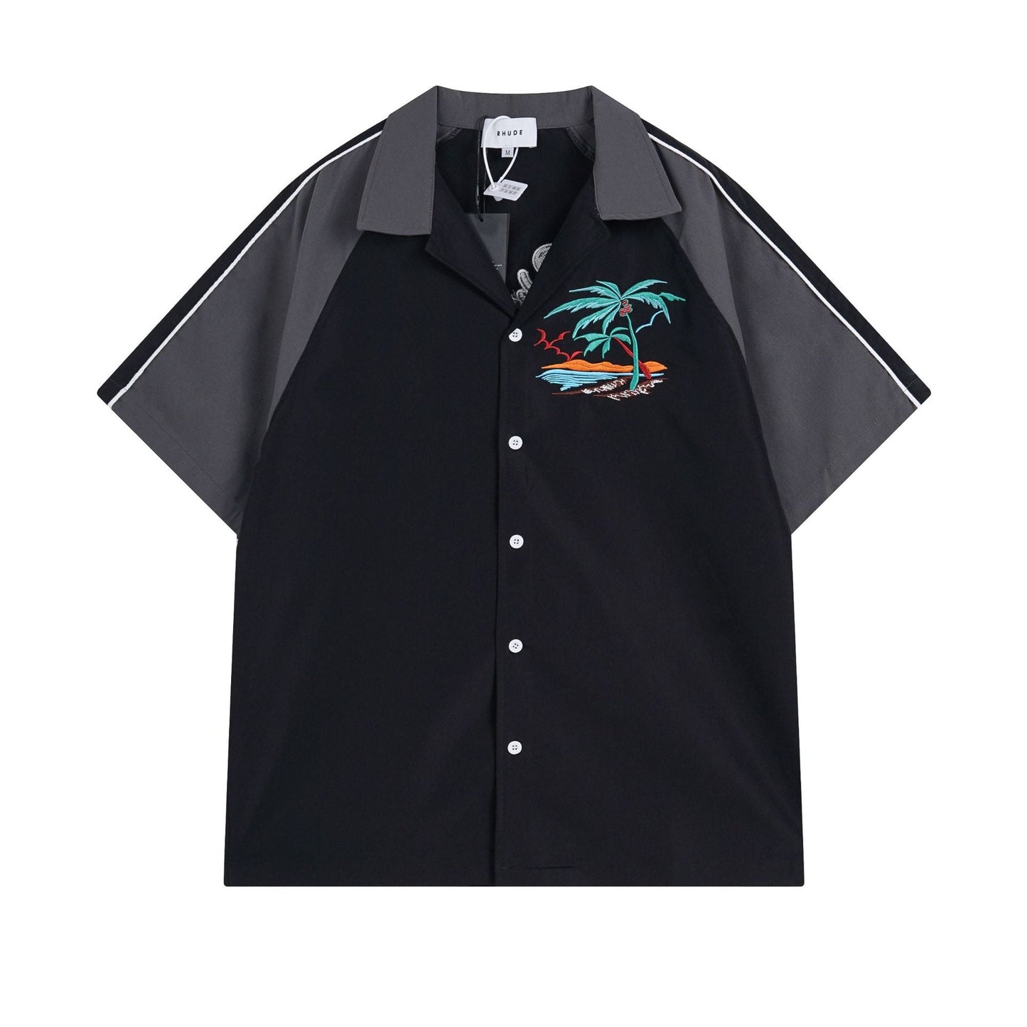 Rhude T-shirt Coconut Alphabet Beach Embroidery Short Sleeve Shirt Shorts