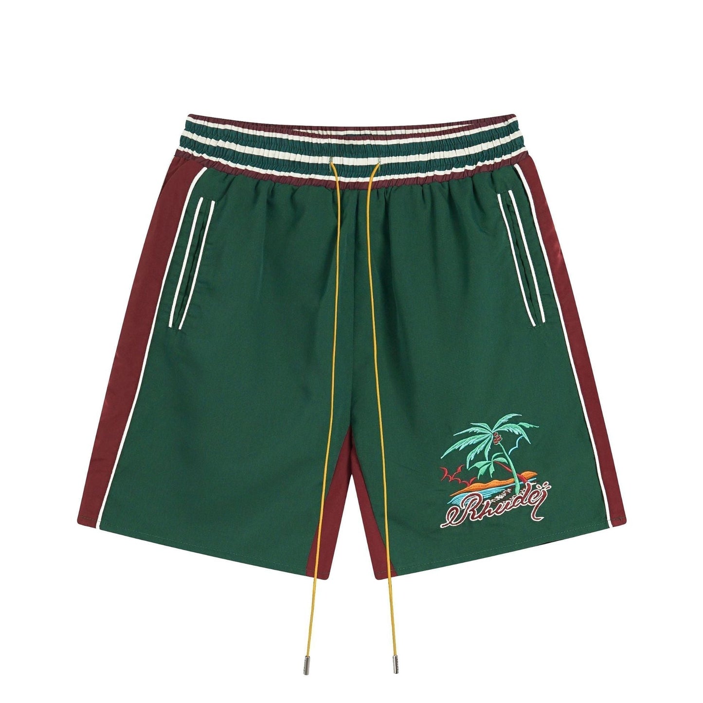 Rhude T-shirt Coconut Alphabet Beach Embroidery Short Sleeve Shirt Shorts