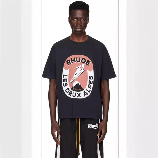 Rhude T-shirt Ski Theme Letter Print Short Sleeve T-shirt