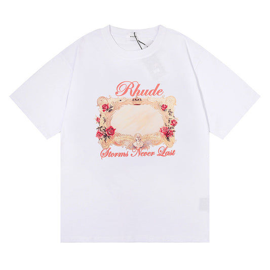 Rhude T-shirt Rose Mirror Print Short Sleeve T-shirt