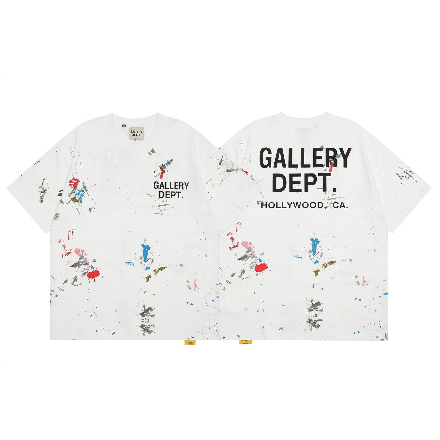 Gallery Dept T-Shirt Color Hand Painted Splash Ink Letter Print Short Sleeve T-Shirt