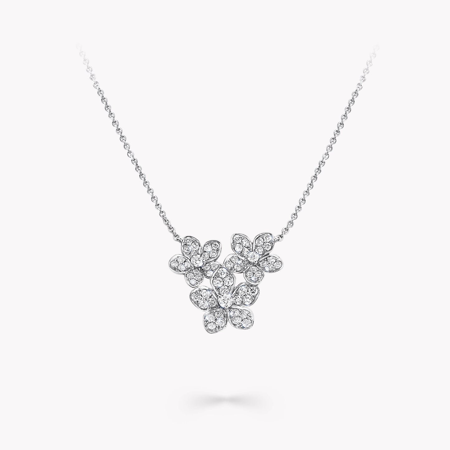 Graff Wild Flower Silver Cubic Zirconia Cluster Necklace