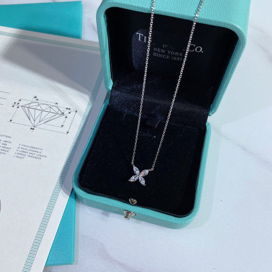 Tiffany Platinum and Cubic Zirconia Victoria Pendant Necklace