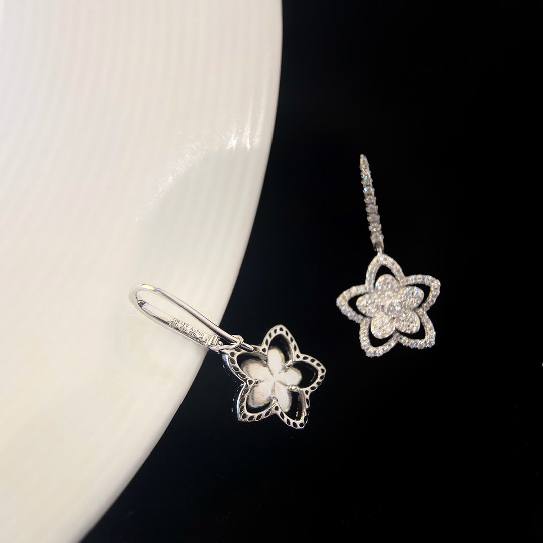 Graff Wild Flower Silver Diamond Earrings