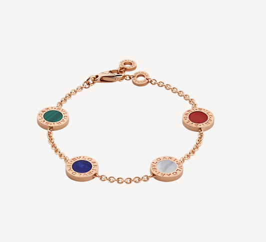 Bvlgari Pink Gold Multicolor 4 Motif Bracelet