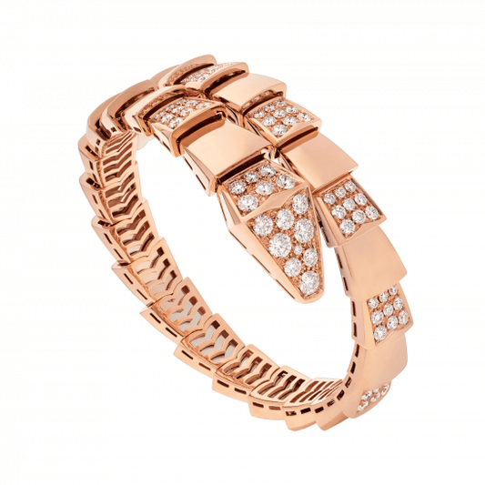 Bvlgari Serpenti Wide Bracelet Pink Gold Cubic Zirconia