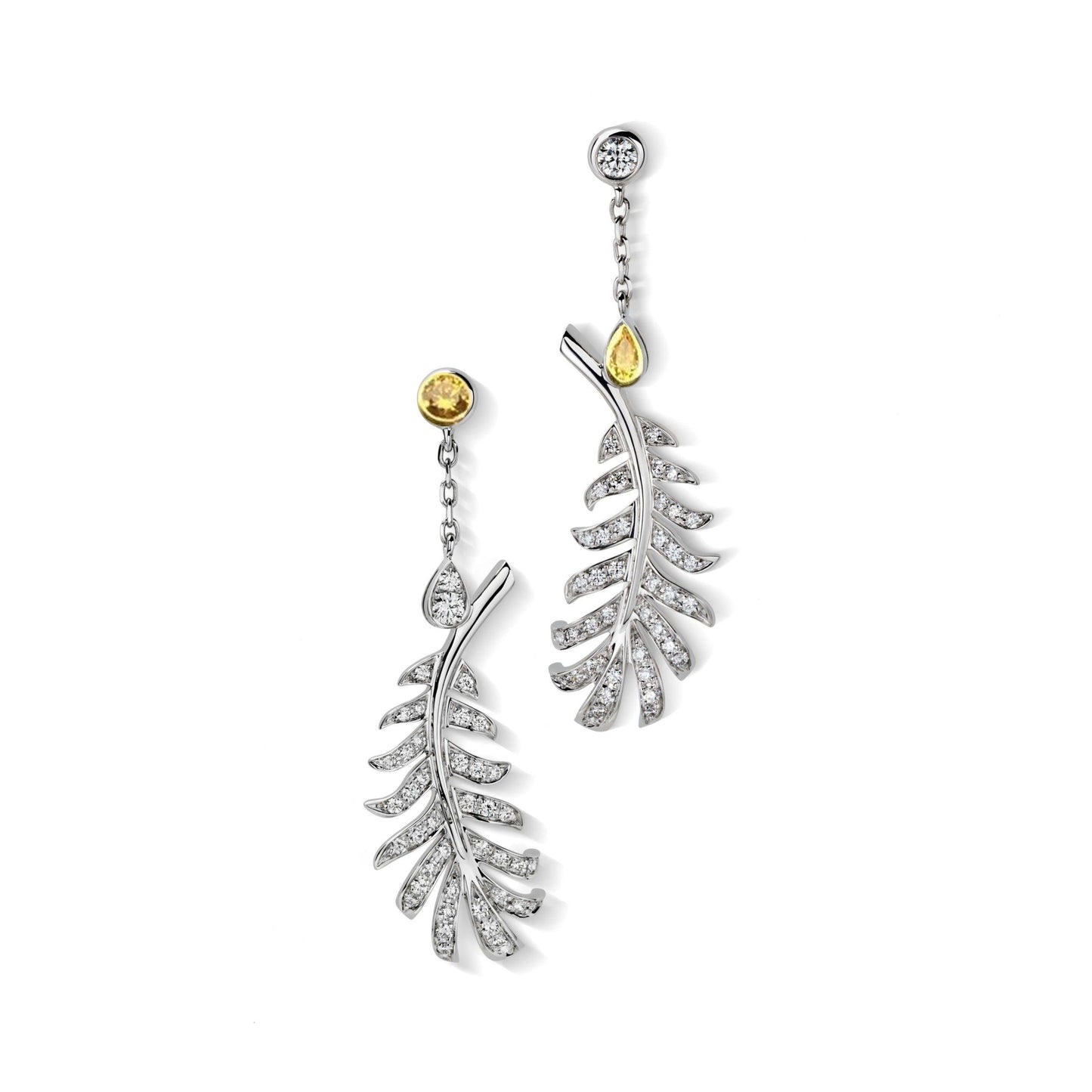 Chanel Plume de Earrings Silver Diamond