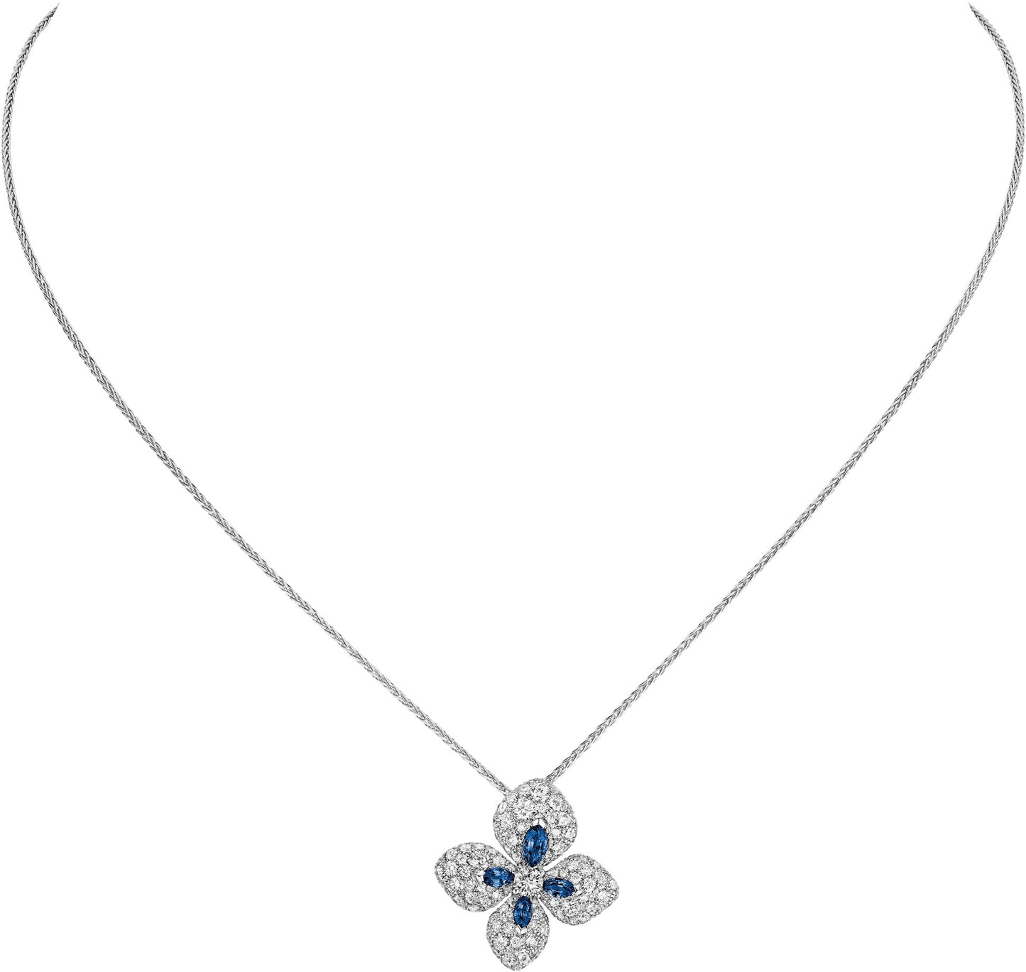 Chaumet Hortensia Necklace Agate Dark Silver Cubic Zirconia
