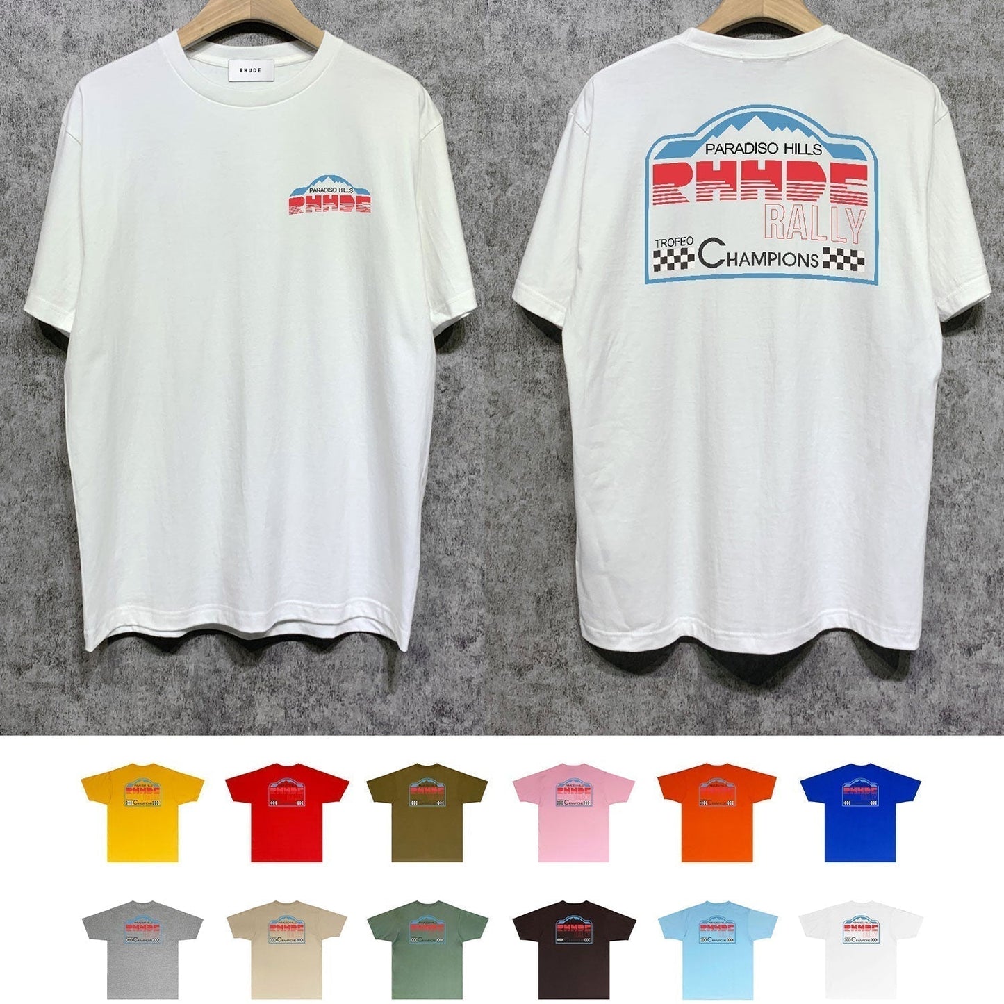 Rhude T-shirts Printed Trendy Pure Cotton