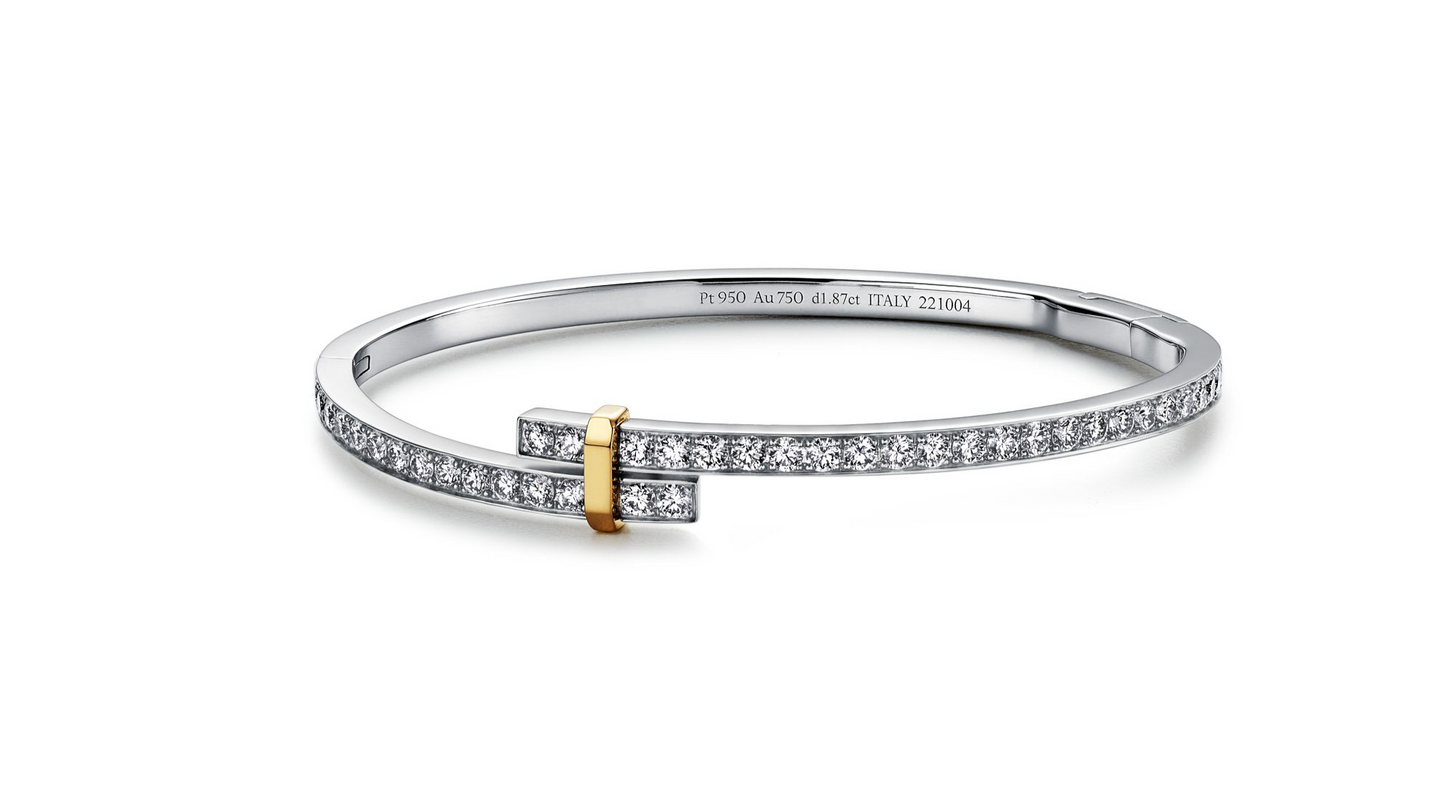 Tiffany Edge Cubic Zirconia Gold Silver Bracelet