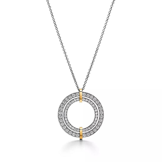Tiffany Edge Cubic Zirconia Gold Silver Necklace