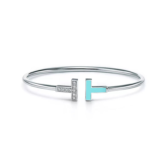 Tiffany T Bracelet 1.8MM Turquoise Diamond Pink Gold