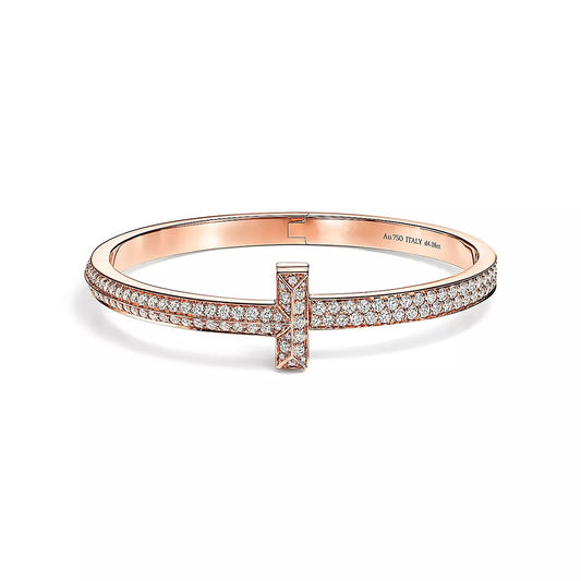 Tiffany T1 Wide Hinged Bangle Cubic Zirconia Paved Bracelet