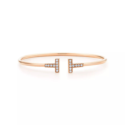 Tiffany T Bracelet Pink Gold 1.8MM Cubic Zirconia