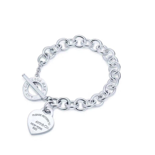 Tiffany Love Heart Pin Buckle Return to Tif Silver Bracelet